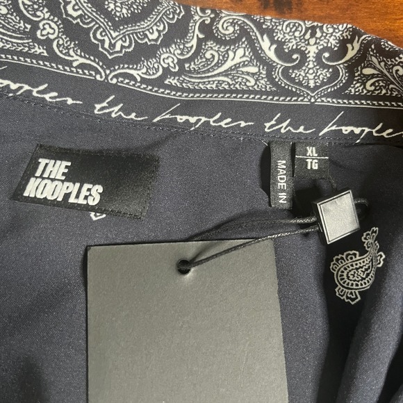 The Kooples Button Down Shirt Men XL Navy New Paisley Frise Skull HCCC28068K - Picture 8 of 12
